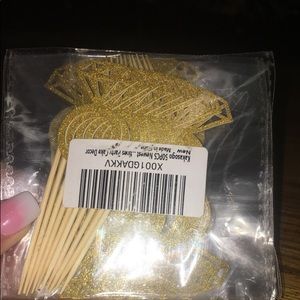 Gold glittery diamond ring cupcake toppers